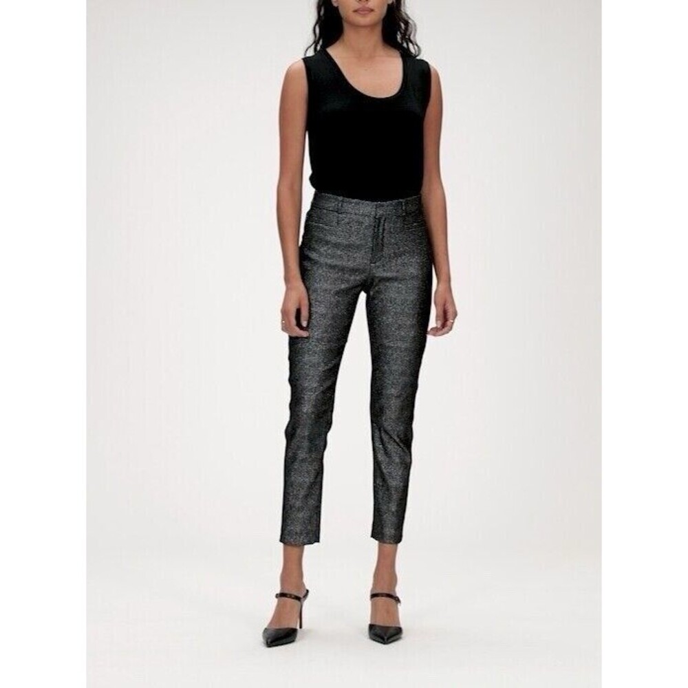 Banana Republic Ave Gunmetal Straight Leg Pants Metallic Pockets, Waist:  29”